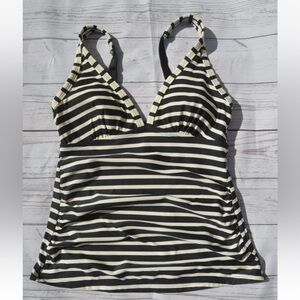 MERONA women's tank top size SMALL swim top striped black and white